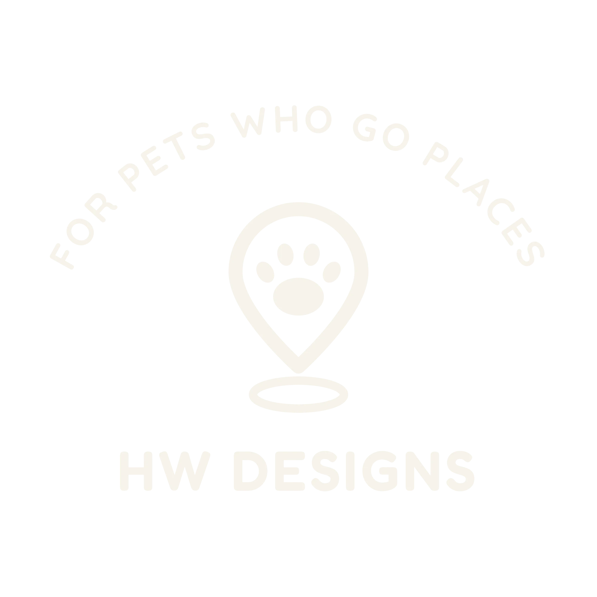 HW Designs pet line logo: For pets who go places